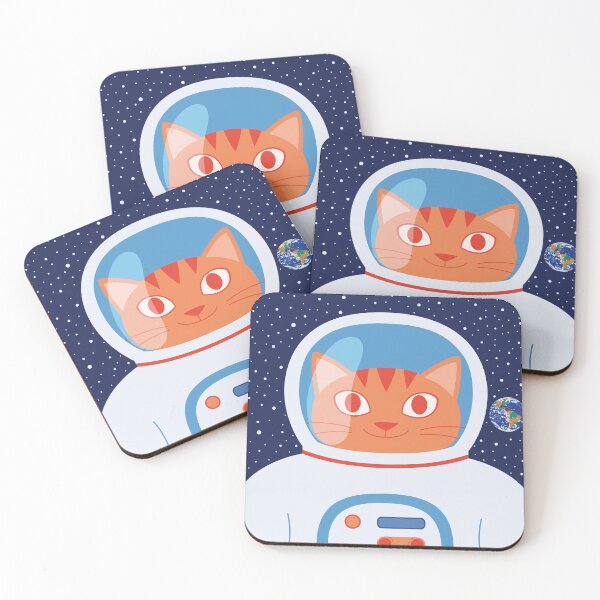 Item preview, Square illustration with cartoon cat astronaut designed and sold by darionline.