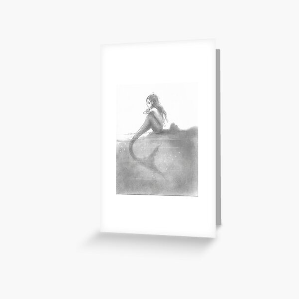 Mythical Creature ~ Siren - a mermaid /siren illustrated with graphite and graphite powder Greeting Card