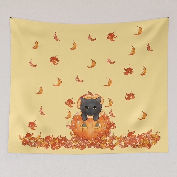 Item preview, Halloween Autumn Angry Black Cat in Pumpkin designed and sold by Jieul.