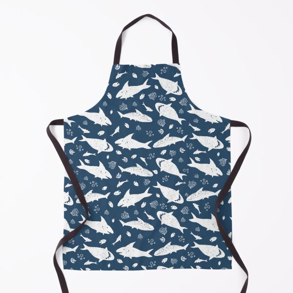 Item preview, Vector blue and white cute shark pen sketch rows 01 repeat pattern. designed and sold by jamiesoondesign.