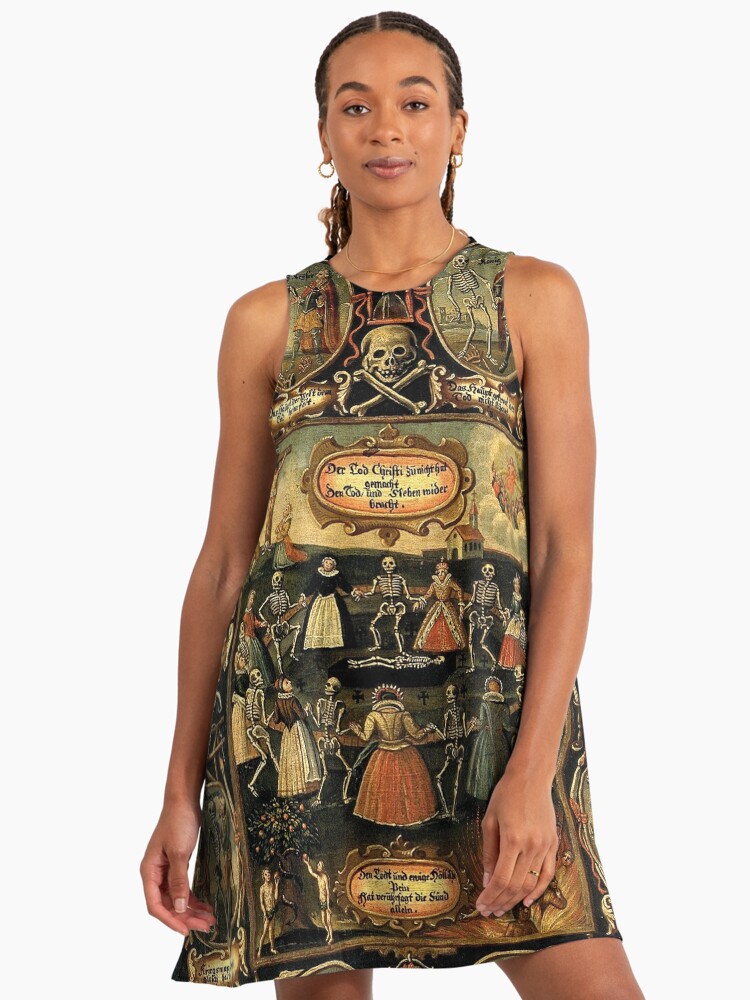 Danse Macabre Skeleton A-Line Dress
