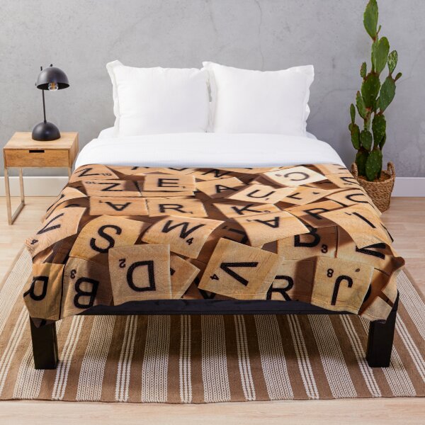 Wooden Letter Tiles Throw Blanket