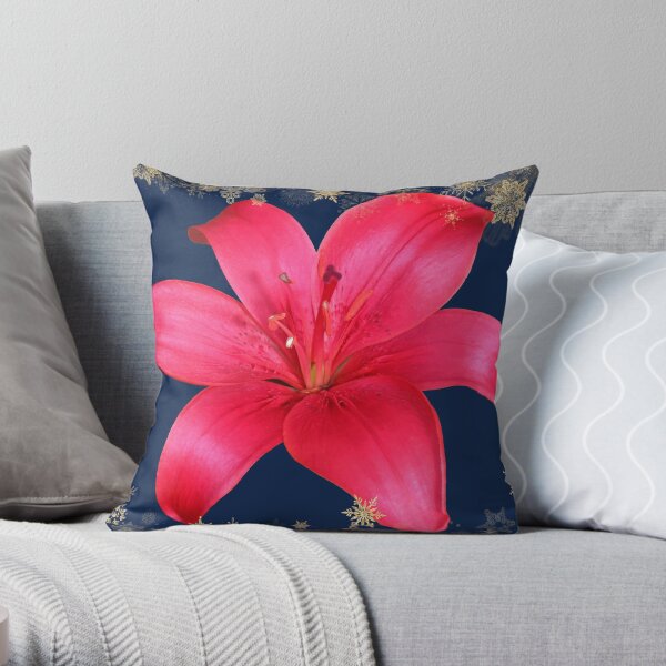 Decorative Garden Red Lily Throw Pillow