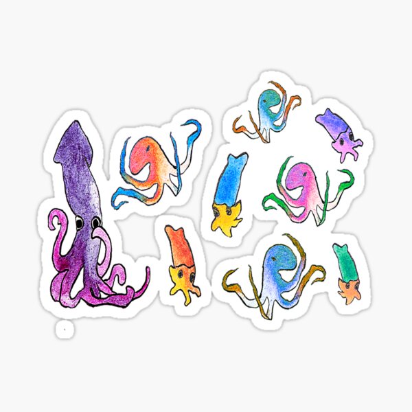 Cephalopod Squid ocean Animals light Sticker