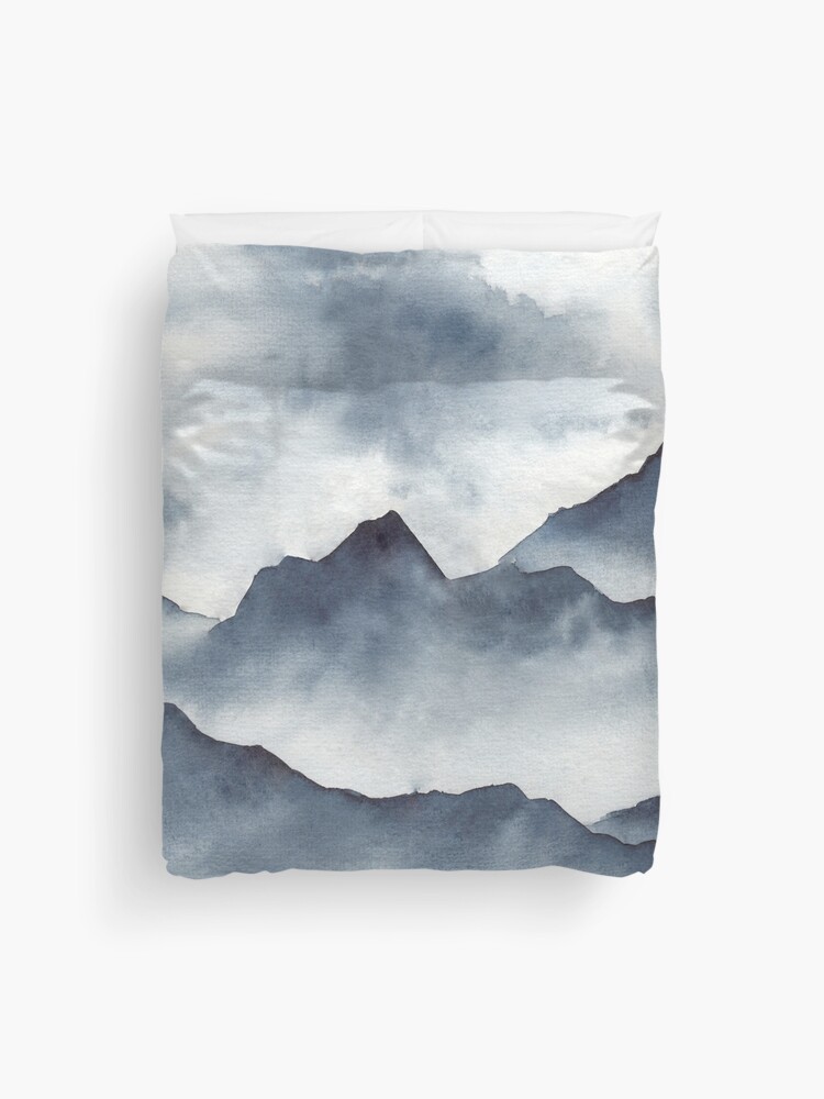 Abstract Blue Misty Mountains | Duvet Cover