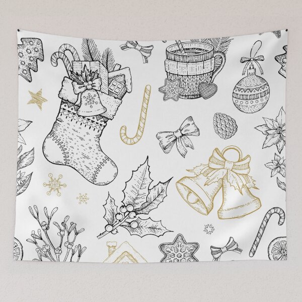 Item preview, Beautiful Gold Christmas Stocking Filler, Candy Cane Presents Pattern designed and sold by JayStacksArt.
