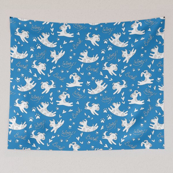 Item preview, Cute puppies playing, doggy pattern, cute dog pattern - Blue designed and sold by PattyTheGecko.
