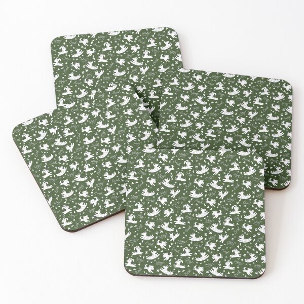 Item preview, Cute puppies playing, doggy pattern, cute dog pattern - Dark Green designed and sold by PattyTheGecko.