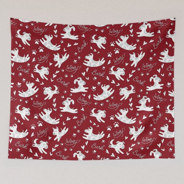 Item preview, Cute puppies playing, doggy pattern, cute dog pattern - Red designed and sold by PattyTheGecko.