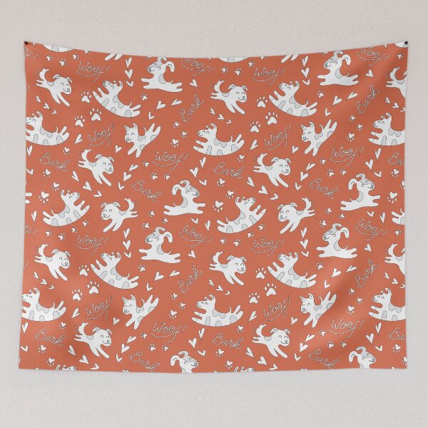 Item preview, Cute puppies playing, doggy pattern, cute dog pattern - Vintage Orange designed and sold by PattyTheGecko.