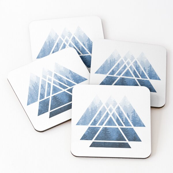 Item preview, Sacred Geometry Triangles - Misty Forest Blues designed and sold by maryedenoa.