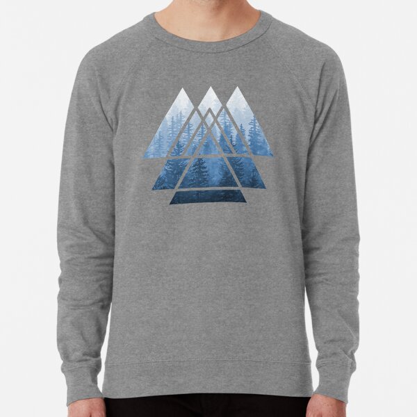 Sacred Geometry Triangles - Misty Forest Blues Lightweight Sweatshirt