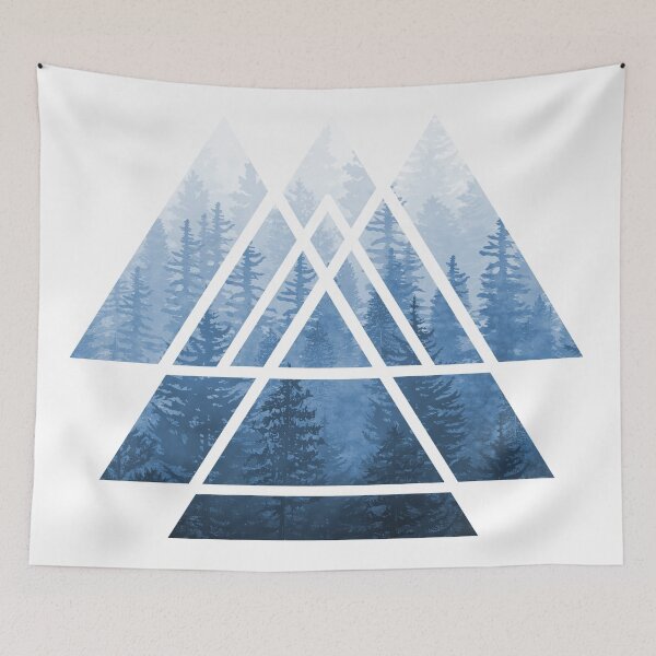 Item preview, Sacred Geometry Triangles - Misty Forest Blues designed and sold by maryedenoa.