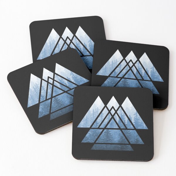 Item preview, Sacred Geometry Triangles - Misty Forest Blues designed and sold by maryedenoa.