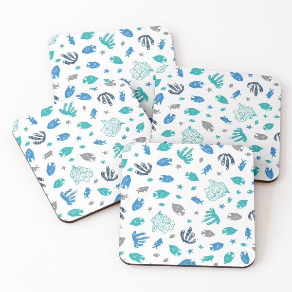 Item preview, Vector white coral reef fish pen sketch repeat pattern.  designed and sold by jamiesoondesign.