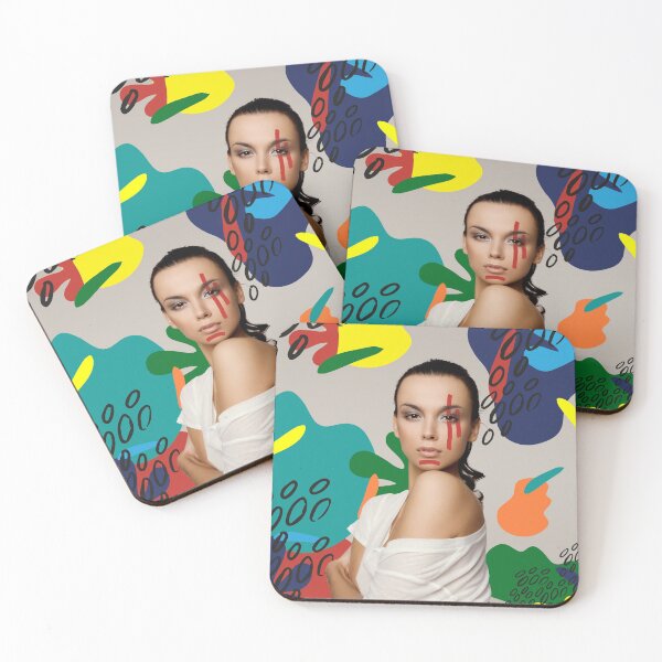 Item preview, Young brunette woman, colored background - Essa Peinture designed and sold by Essa-Peinture.