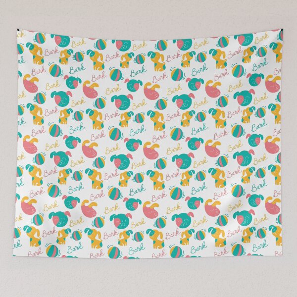 Item preview, Cute doggies playing with a ball, doggy pattern, cute dog pattern - White designed and sold by PattyTheGecko.