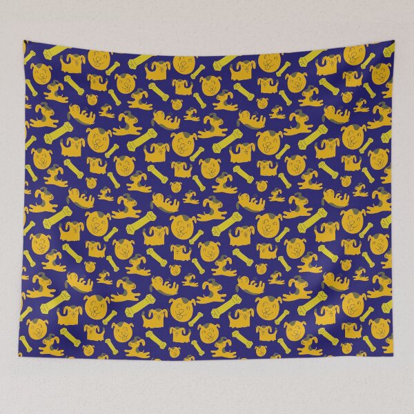 Item preview, Puppies palying with toys, cute doggy pattern, puppy pattern - Dark Blue designed and sold by PattyTheGecko.