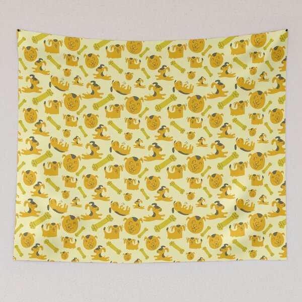Item preview, Puppies palying with toys, cute doggy pattern, puppy pattern - Light Yellow designed and sold by PattyTheGecko.