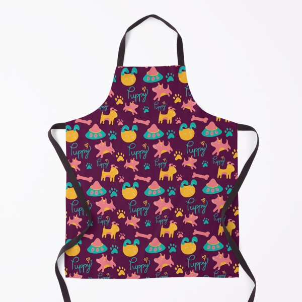 Item preview, Puppy pattern, doggy playing with food bowls, doggy pattern - Burgundy designed and sold by PattyTheGecko.