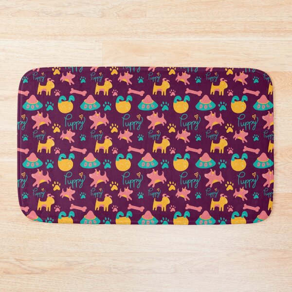 Item preview, Puppy pattern, doggy playing with food bowls, doggy pattern - Burgundy designed and sold by PattyTheGecko.