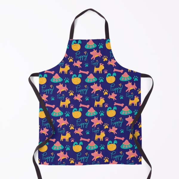 Item preview, Puppy pattern, doggy playing with food bowls, doggy pattern - Dark Blue designed and sold by PattyTheGecko.