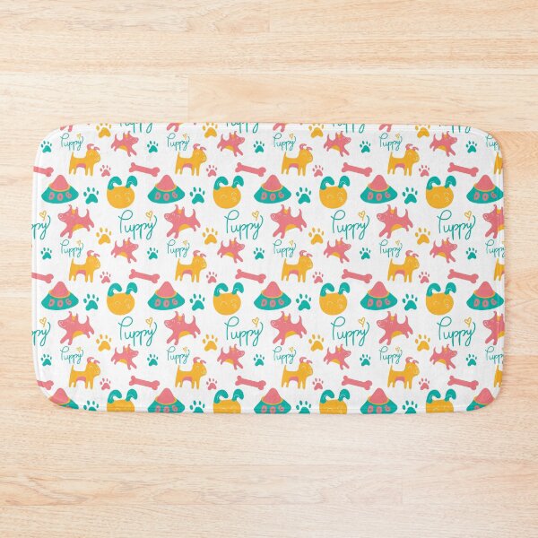 Item preview, Puppy pattern, doggy playing with food bowls, doggy pattern - White designed and sold by PattyTheGecko.