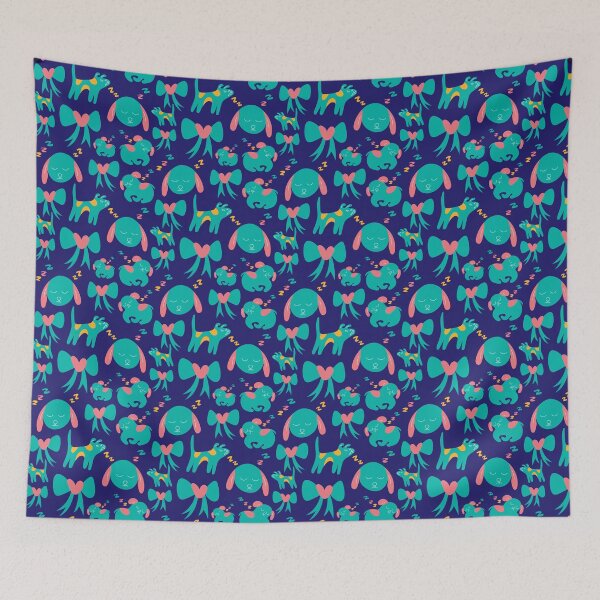 Item preview, Cute sleeping puppies, puppy pattern, doggy motif - Dark Blue designed and sold by PattyTheGecko.
