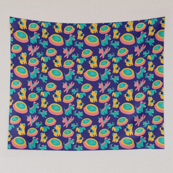 Item preview, Cute puppies playing, doggy pattern, puppy pattern, puppers - Dark Blue designed and sold by PattyTheGecko.