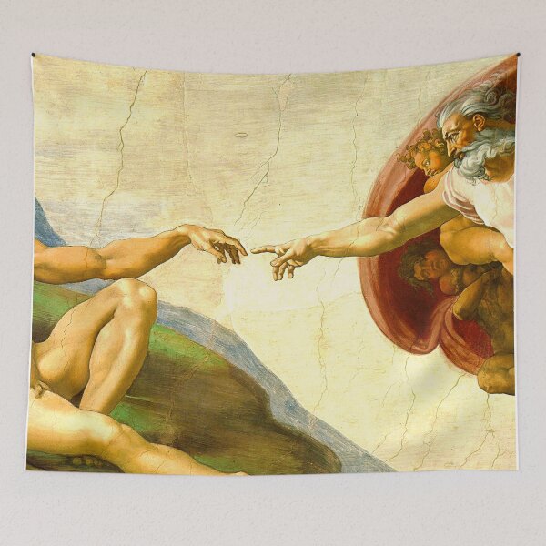 Item preview, Creation of Adam - Hands and Fingers Michelangelo Sistine Chapel's ceiling- Italian Famous art Vintage Retro Style designed and sold by conceptDVS.
