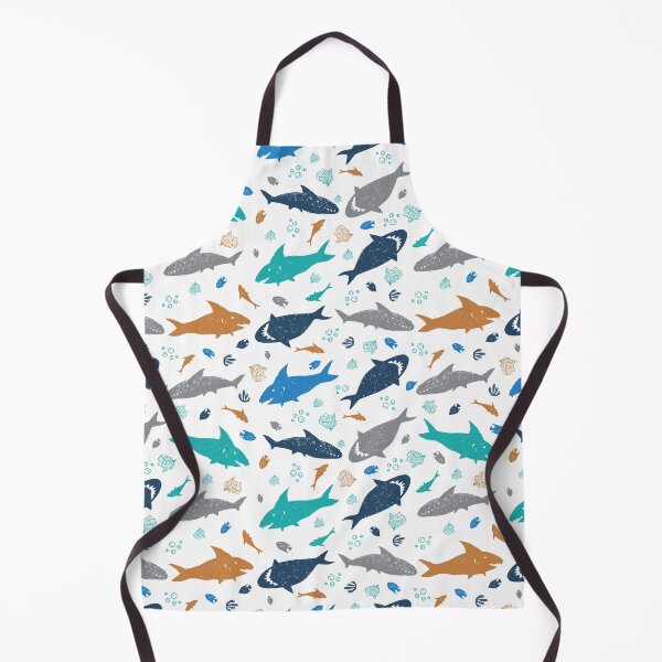 Item preview, Vector white colourful cute shark pen sketch rows repeat pattern. designed and sold by jamiesoondesign.