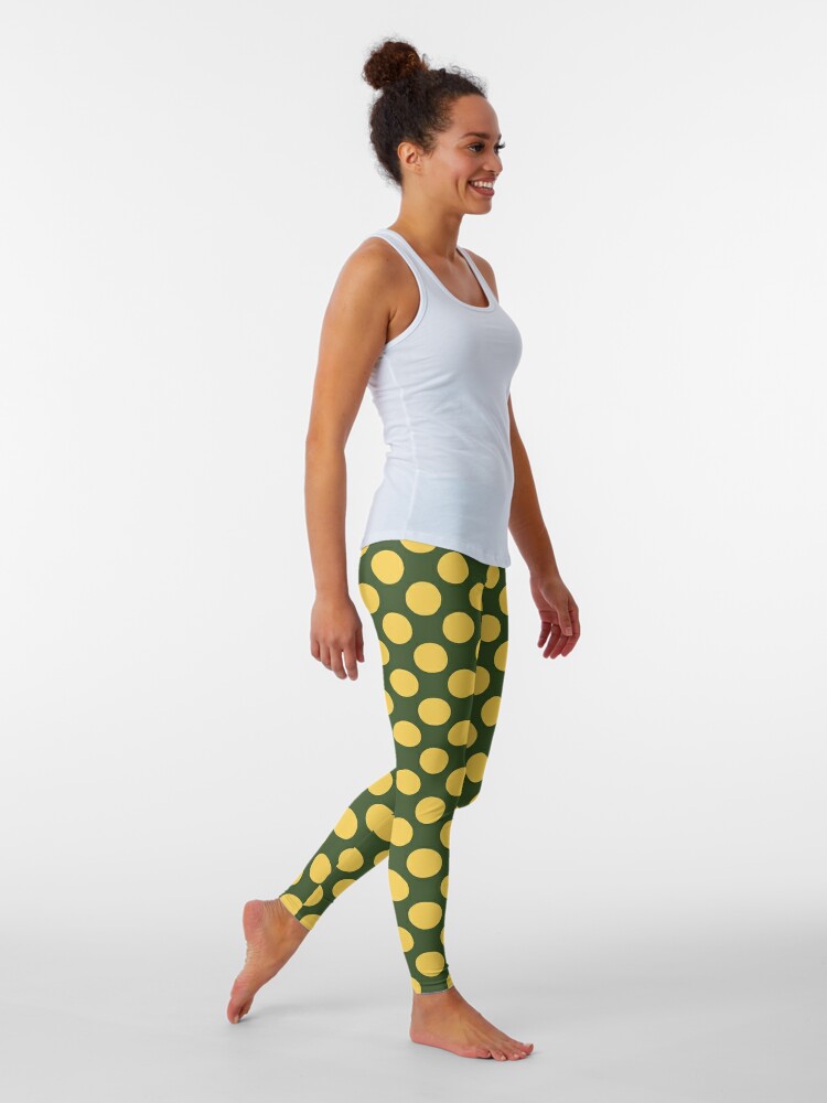 Recycled Printed Leggings Dots&Stripes Yellow with pockets