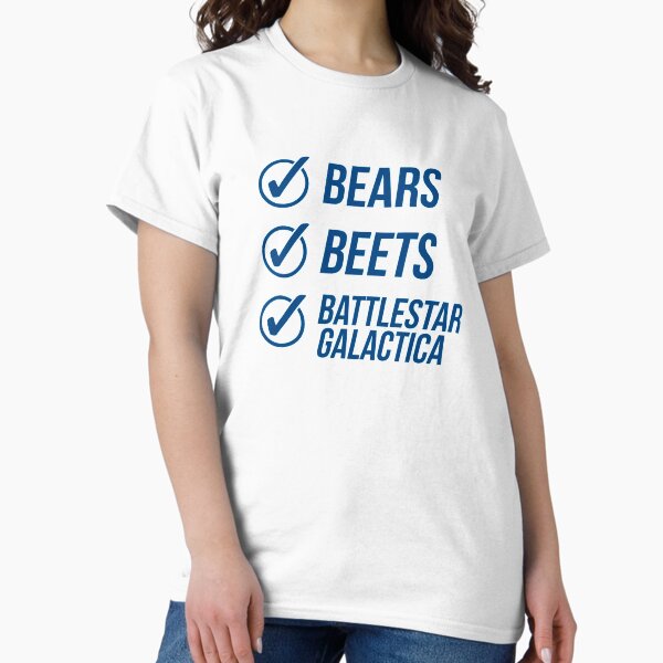 Vista previa del artículo con la obra «La Oficina (EE. UU.) ➤ Dwight: Bears Beets, Battlestar Galactic», diseñado y vendido por Sound-Tees.