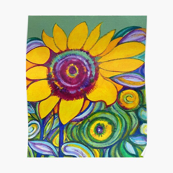 Orange sunflower Poster