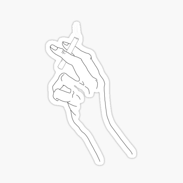 Line Drawing Of Hand Holding The Cigarette With Attitude 3 Sticker By Adesignworld Redbubble