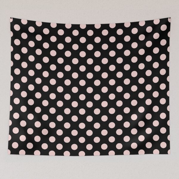 Item preview, Minimalistic polka dots pattern, vintage pink polka dot pattern, dotted aesthetic, vintage pattern - Black designed and sold by PattyTheGecko.