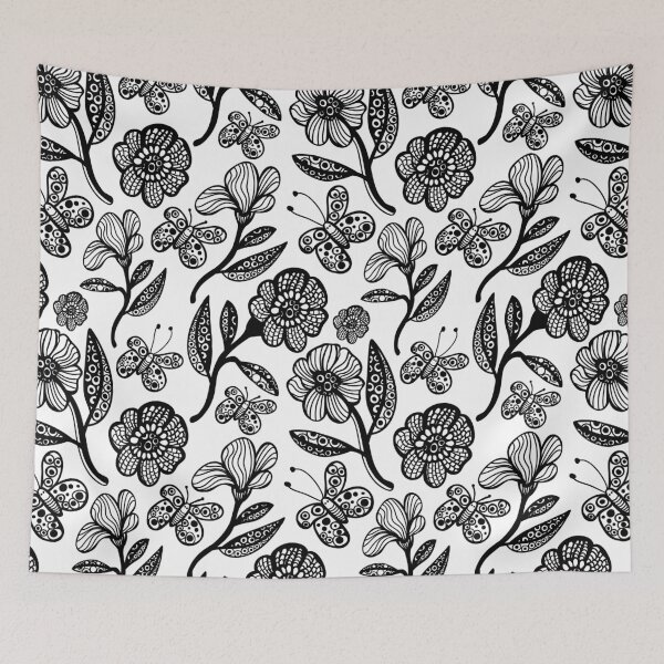 Item preview, Butterfly flower Garden - Black and White Palette designed and sold by Sketchbook Designs.