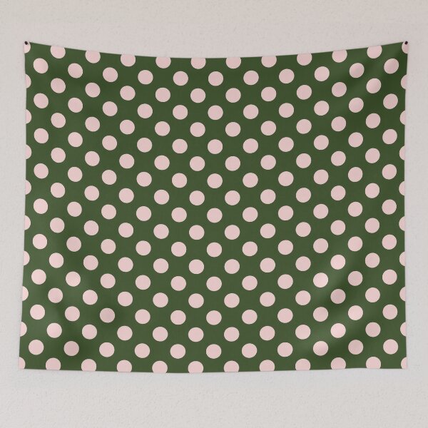 Item preview, Minimalistic polka dots pattern, vintage pink polka dot pattern, dotted aesthetic, vintage pattern - Dark Green designed and sold by PattyTheGecko.