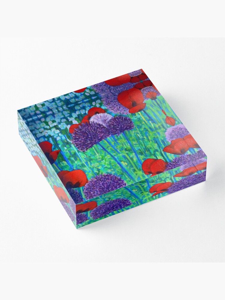 Alternate view of Poppies and alliums Acrylic Block