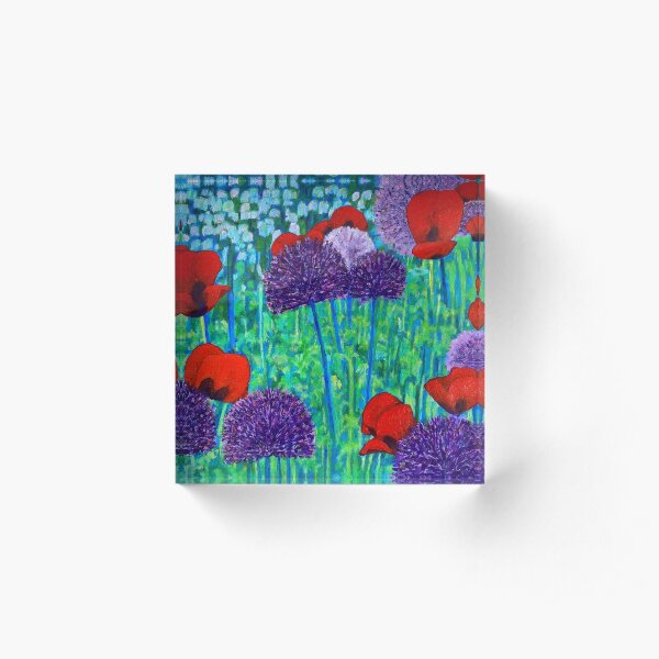 Poppies and alliums Acrylic Block
