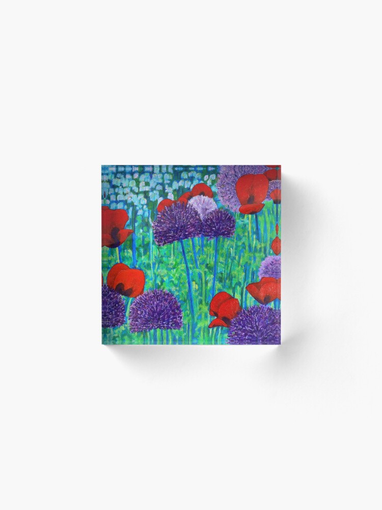 Alternate view of Poppies and alliums Acrylic Block