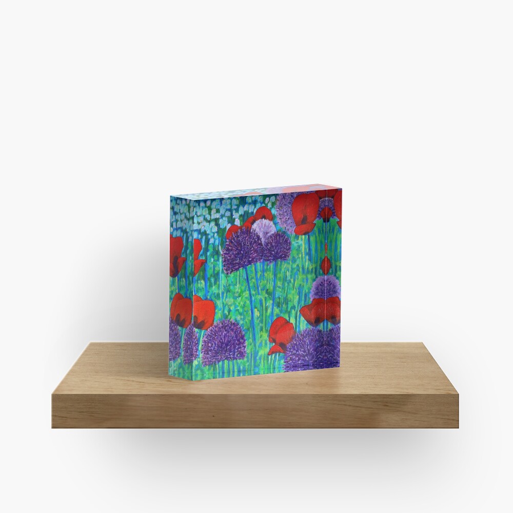 Poppies and alliums Acrylic Block