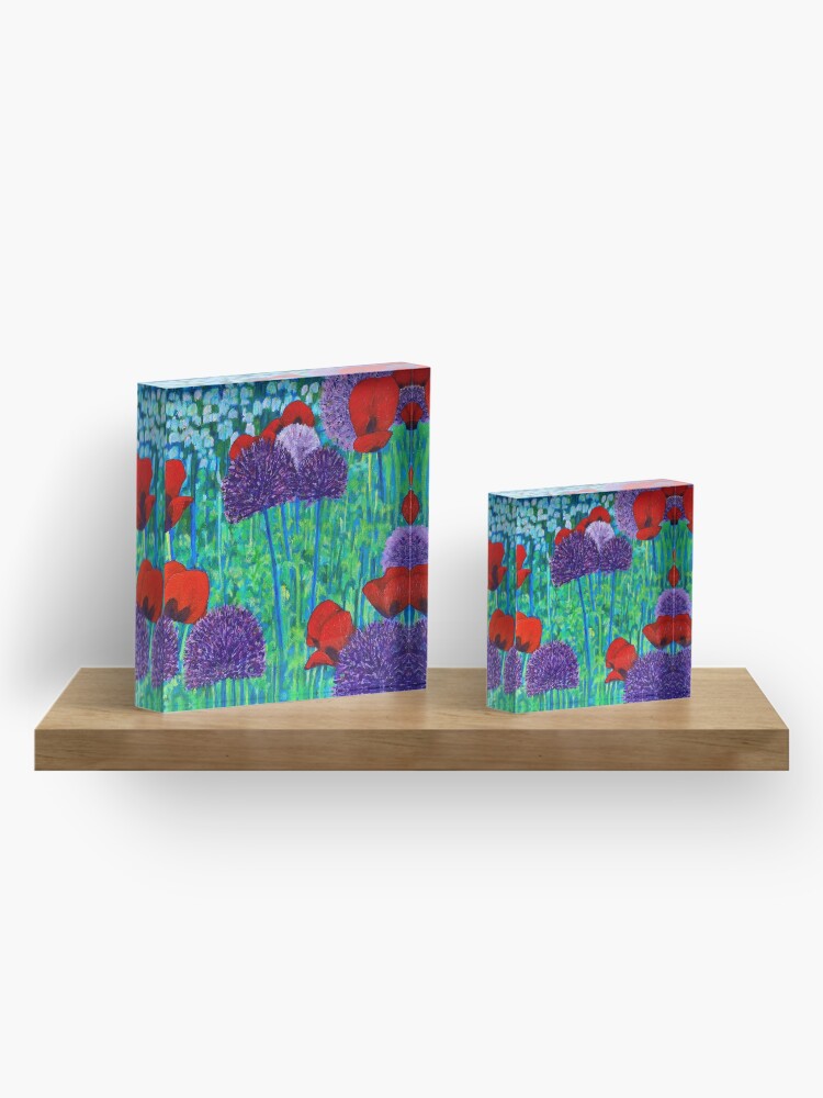 Alternate view of Poppies and alliums Acrylic Block
