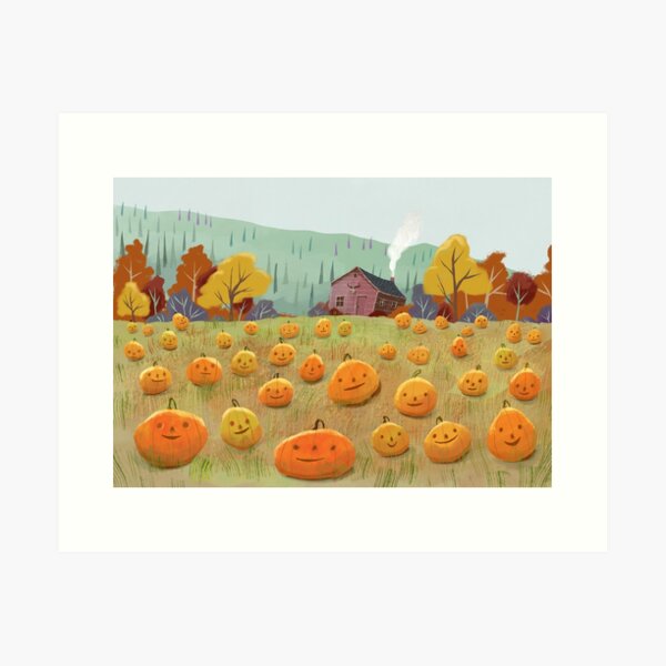 Happy Pumpkin Field Art Print