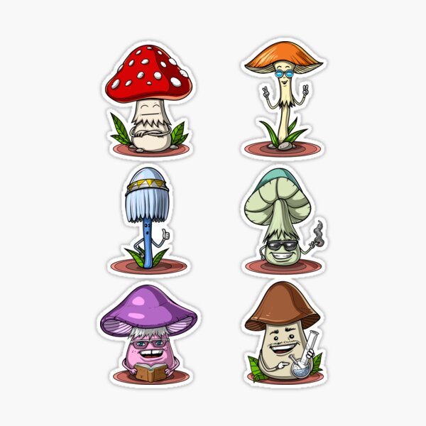 Magic Mushrooms Forest Psychedelic Fungi Sticker - Psychonautica