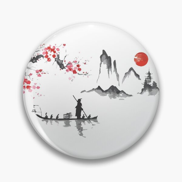 Item preview, ancient japanese samurai man in boat designed and sold by RisingTE.