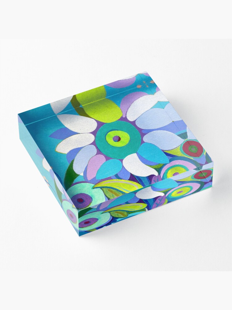 Alternate view of Blue sunflower Acrylic Block