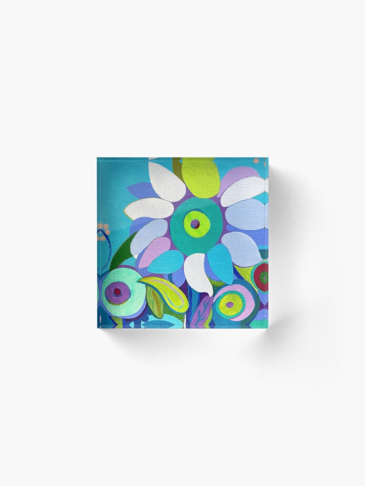 Alternate view of Blue sunflower Acrylic Block