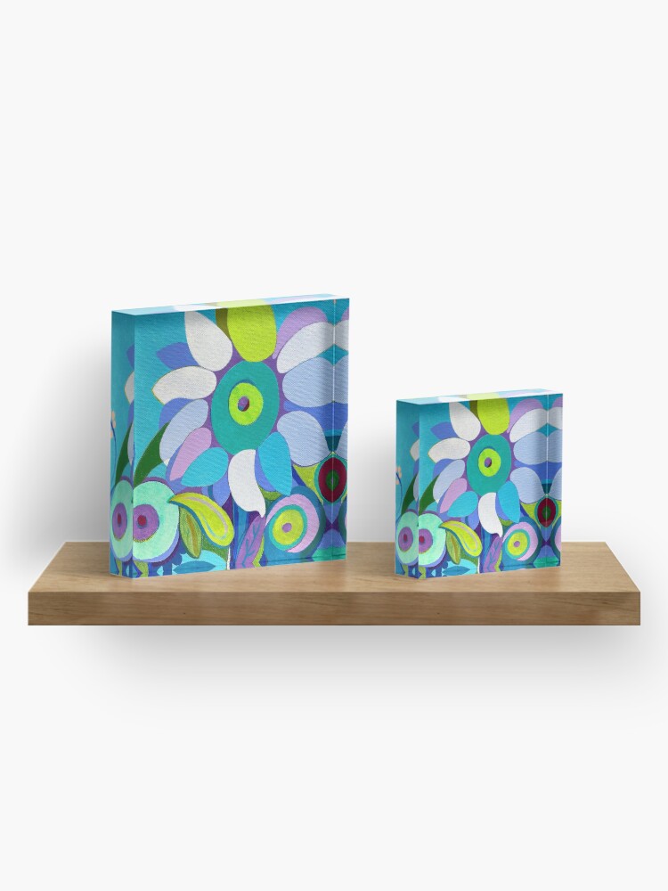 Alternate view of Blue sunflower Acrylic Block