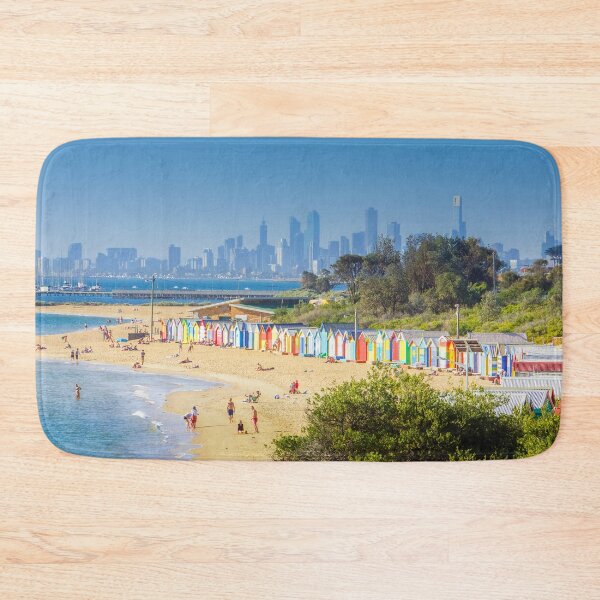 Item preview, Brighton Bath Huts and the Melbourne Skyline designed and sold by Steven Jodoin.